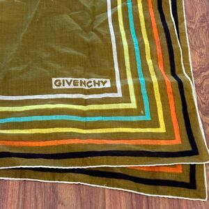 vintage Givenchy cotton scarf gold green as is